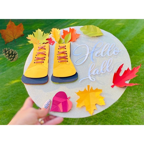 3D PaperCraft Decor Fall Autumn Wreath Hanging Sign “Hello Fall”- Brand New - Picture 2 of 5